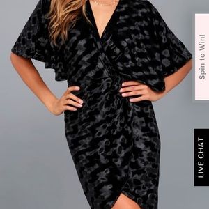Lulus Black velvet wrap dress